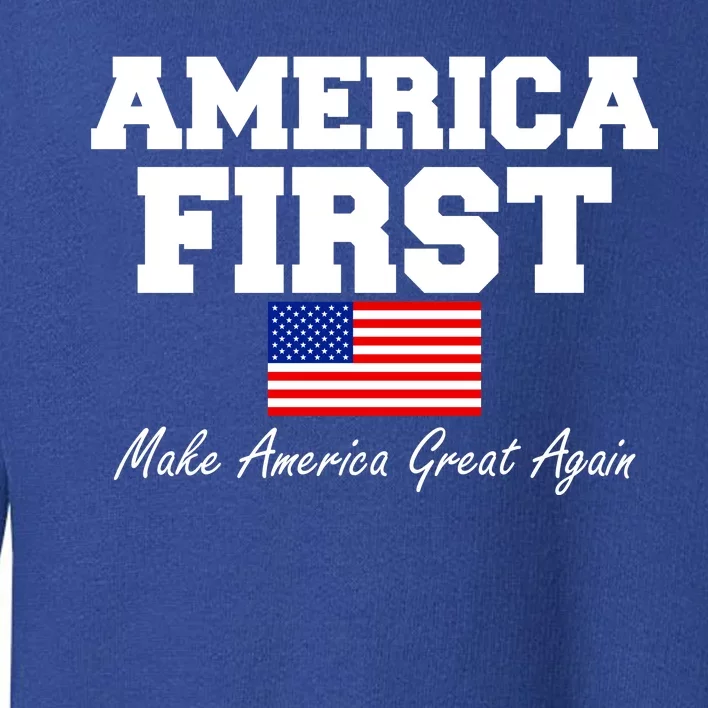 America First Make America Great Again Donald Trump USA Flag Toddler Sweatshirt