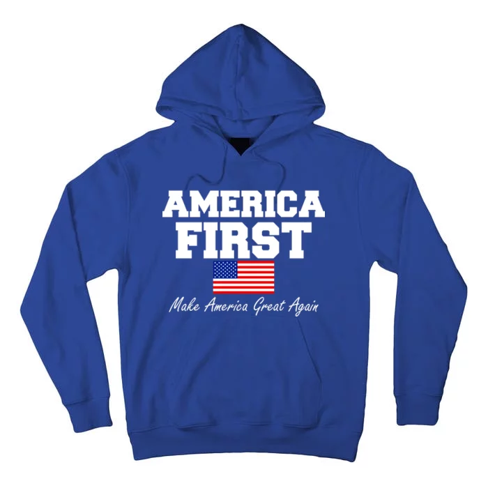 America First Make America Great Again Donald Trump USA Flag Tall Hoodie