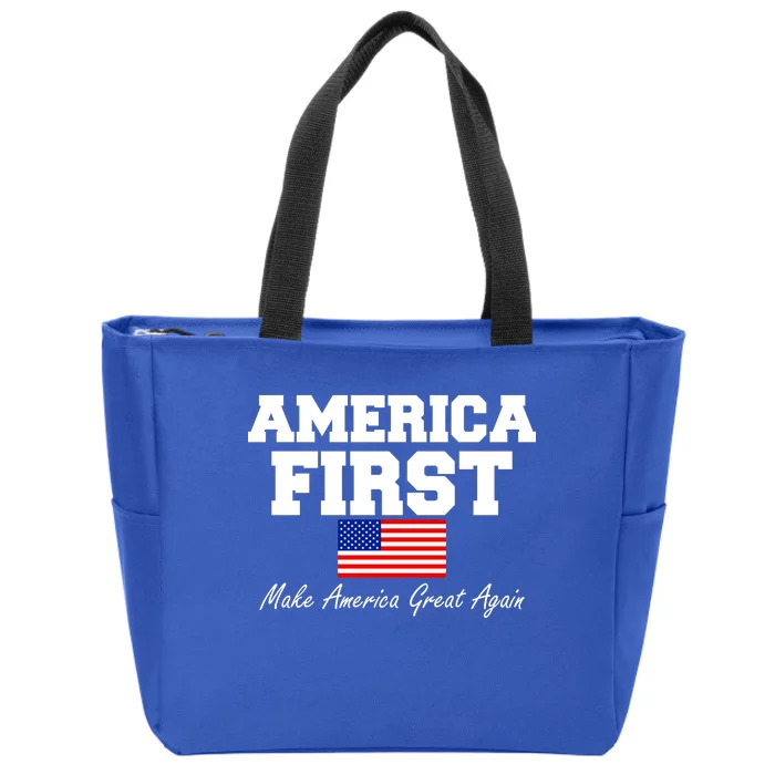 America First Make America Great Again Donald Trump USA Flag Zip Tote Bag