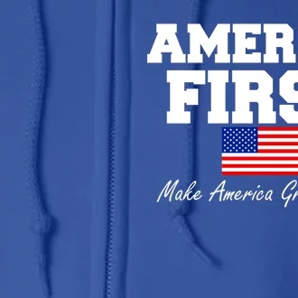 America First Make America Great Again Donald Trump USA Flag Full Zip Hoodie