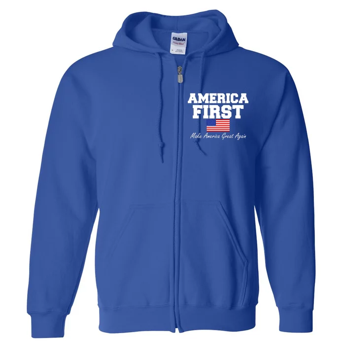 America First Make America Great Again Donald Trump USA Flag Full Zip Hoodie