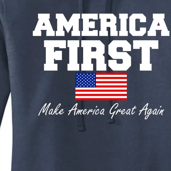 America First Make America Great Again Donald Trump USA Flag Women's Pullover Hoodie