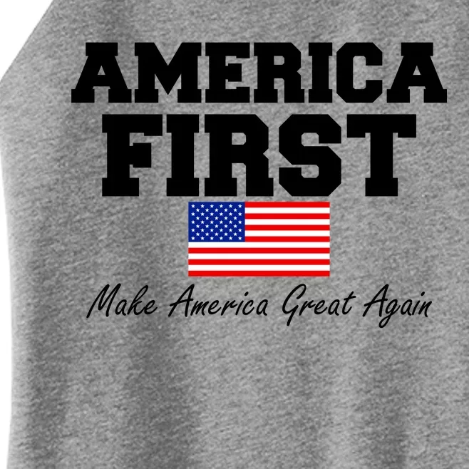 America First Make America Great Again Donald Trump USA Flag Women’s Perfect Tri Rocker Tank