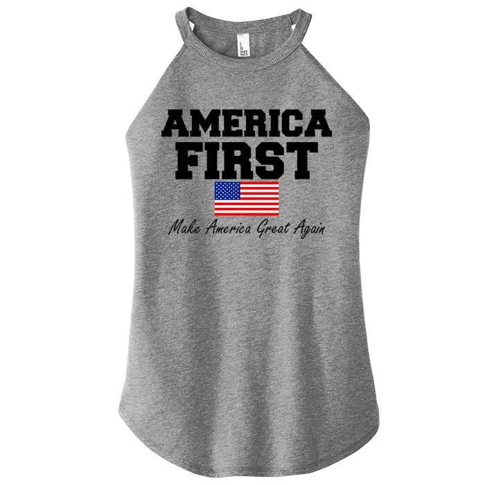 America First Make America Great Again Donald Trump USA Flag Women’s Perfect Tri Rocker Tank