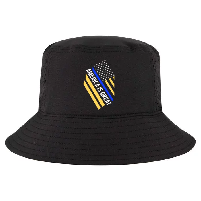 America Is Great Thin Blue Line Flag Cool Comfort Performance Bucket Hat