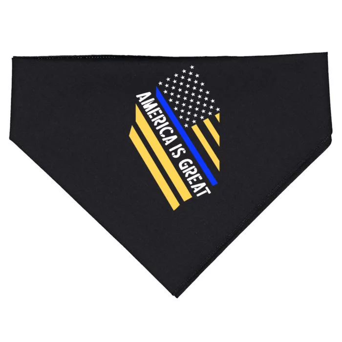 America Is Great Thin Blue Line Flag USA-Made Doggie Bandana