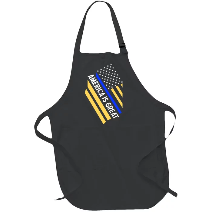 America Is Great Thin Blue Line Flag Full-Length Apron With Pocket