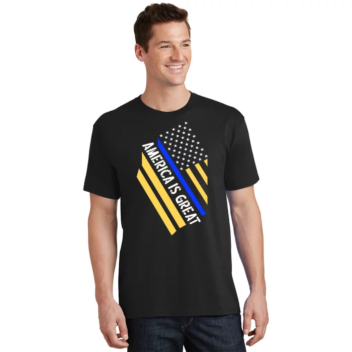 America Is Great Thin Blue Line Flag T-Shirt