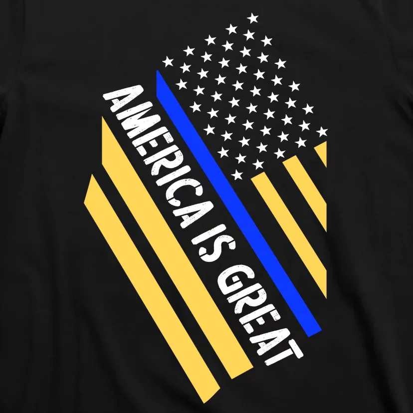 America Is Great Thin Blue Line Flag T-Shirt