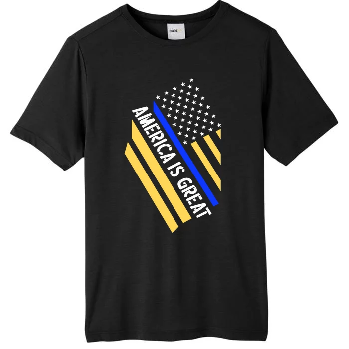 America Is Great Thin Blue Line Flag ChromaSoft Performance T-Shirt