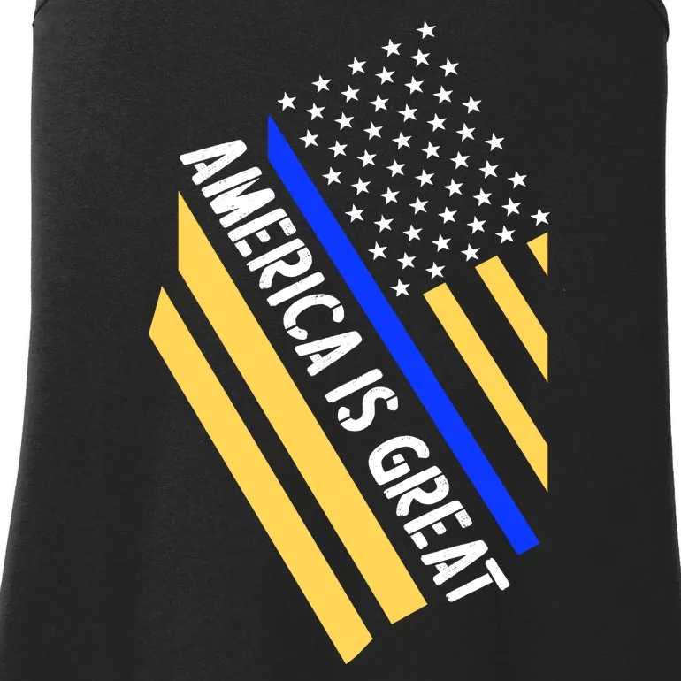 America Is Great Thin Blue Line Flag Ladies Essential Tank