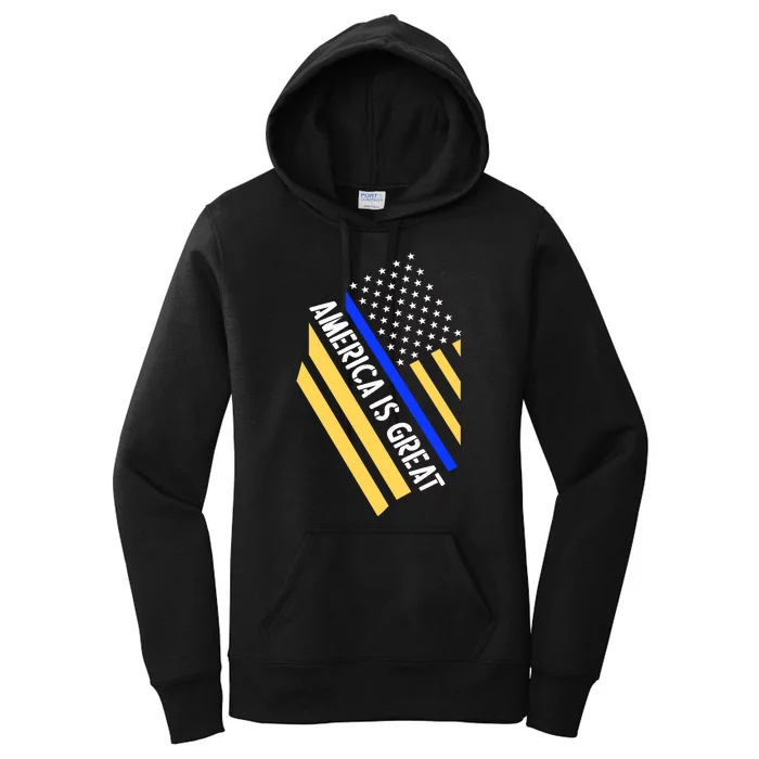 America Is Great Thin Blue Line Flag Women's Pullover Hoodie