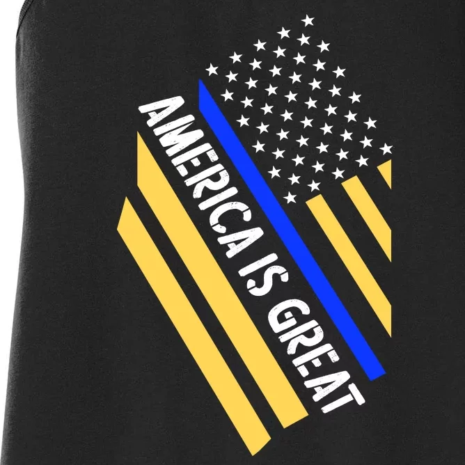 America Is Great Thin Blue Line Flag Women's Racerback Tank