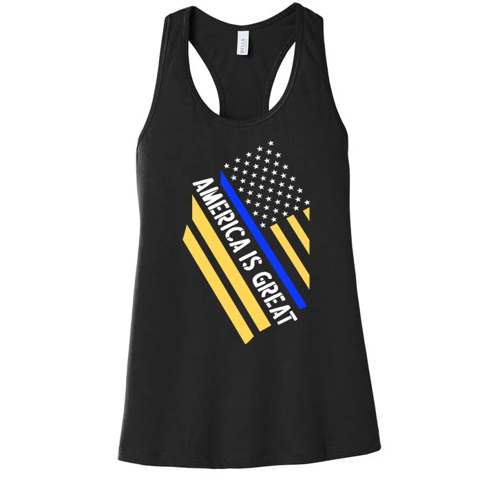 America Is Great Thin Blue Line Flag Women's Racerback Tank