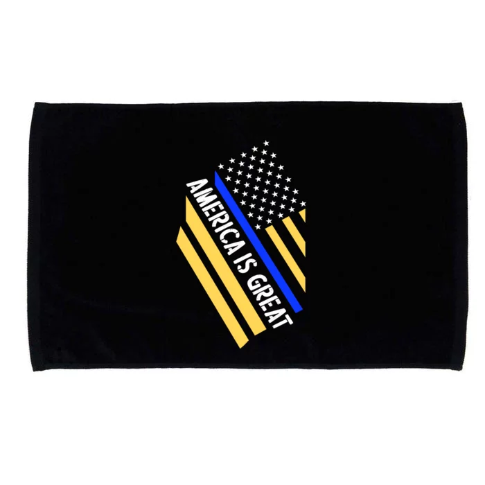 America Is Great Thin Blue Line Flag Microfiber Hand Towel