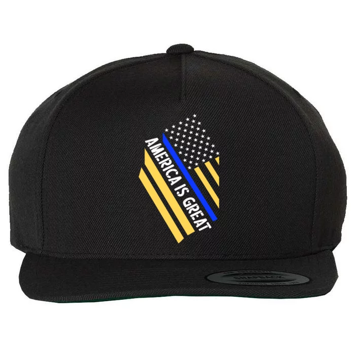 America Is Great Thin Blue Line Flag Wool Snapback Cap