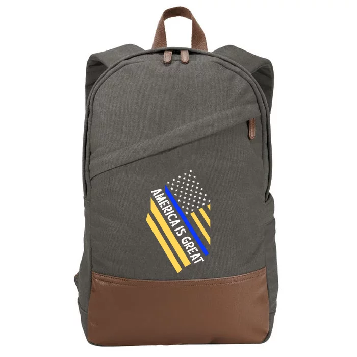 America Is Great Thin Blue Line Flag Cotton Canvas Backpack