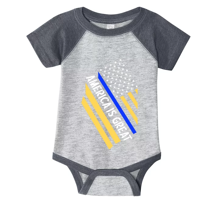 America Is Great Thin Blue Line Flag Infant Baby Jersey Bodysuit