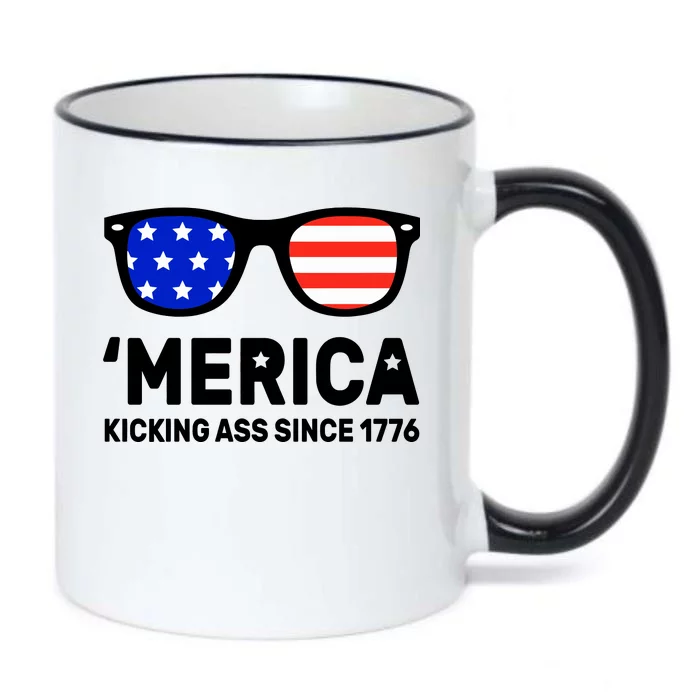 America Kicking Ass Since 1776 Black Color Changing Mug