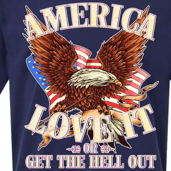 America Love It Or Get the Hell Out Sueded Cloud Jersey T-Shirt