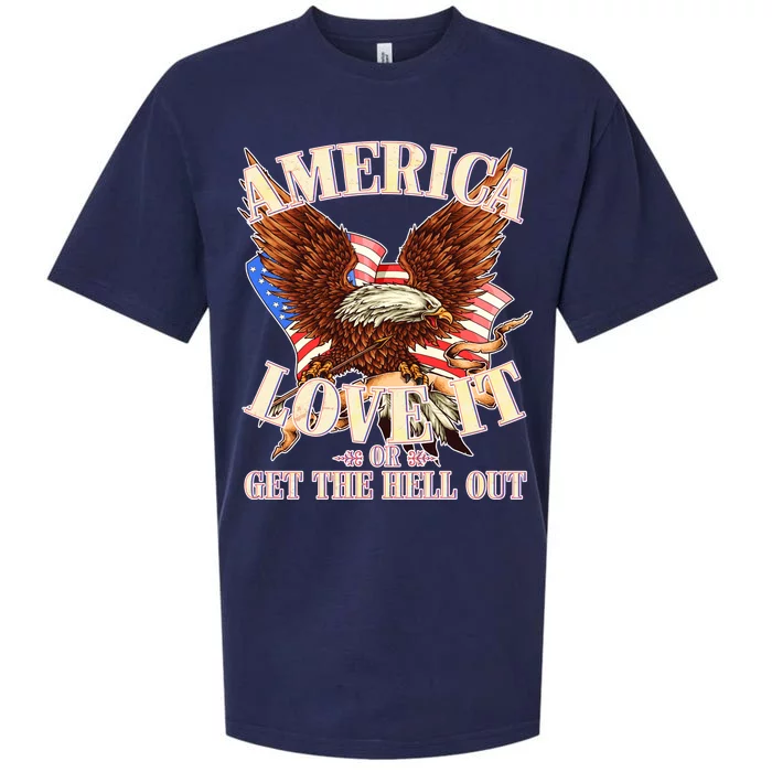 America Love It Or Get the Hell Out Sueded Cloud Jersey T-Shirt