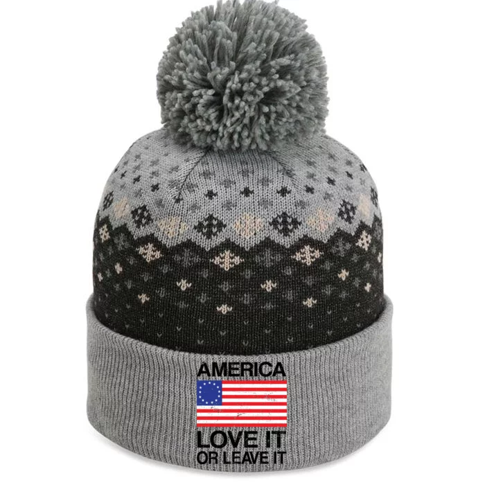 America Love It Or Leave It Betsy Ross The Baniff Cuffed Pom Beanie