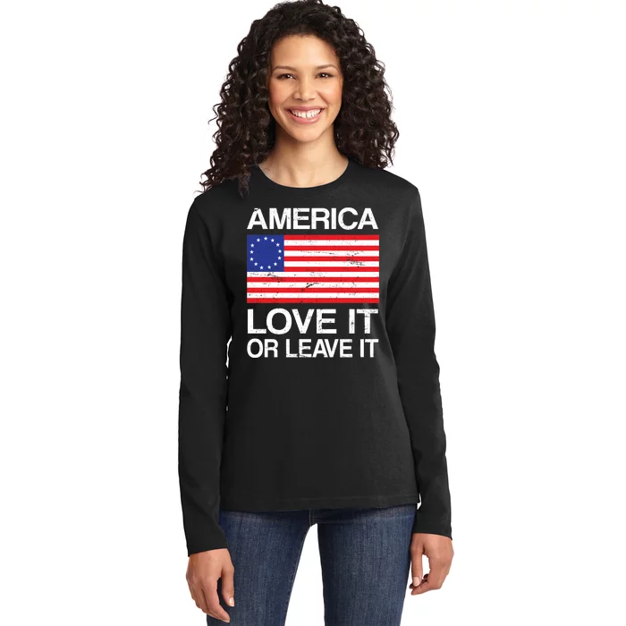 America Love It Or Leave It Betsy Ross Ladies Long Sleeve Shirt