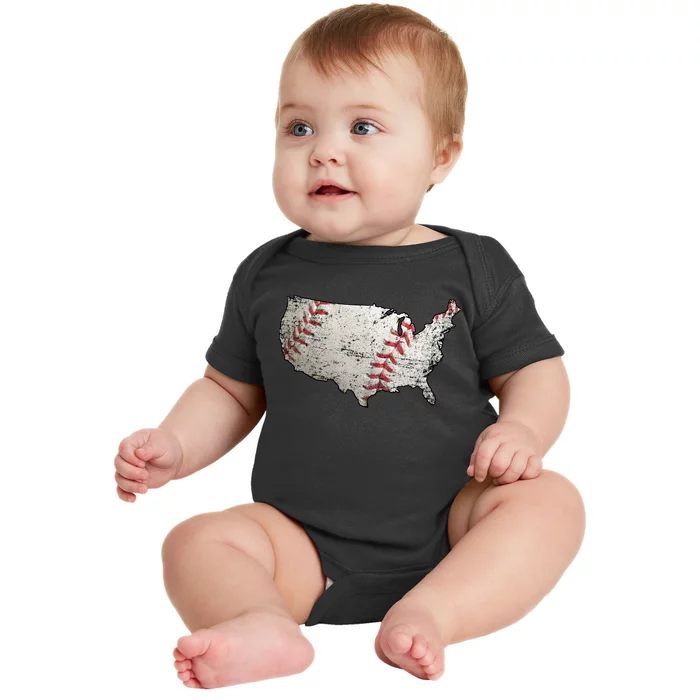 America Loves Baseball Baby Bodysuit