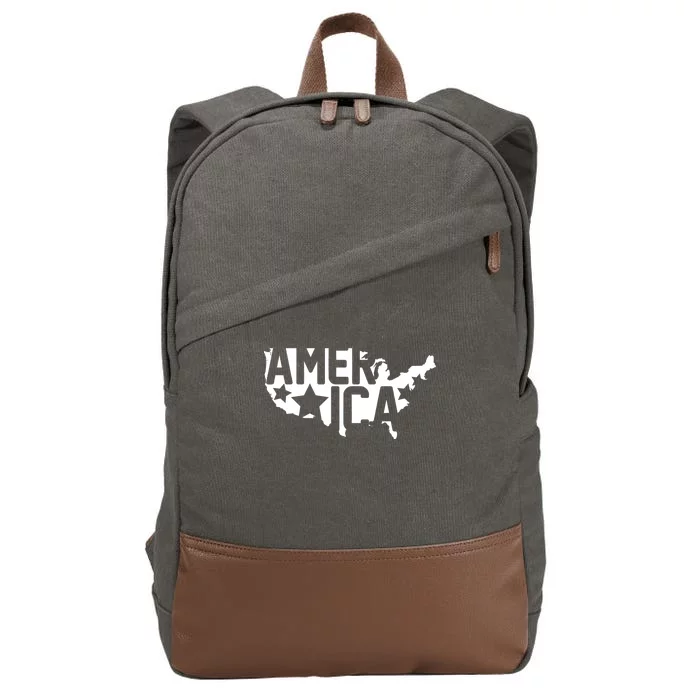 America State Map Cotton Canvas Backpack