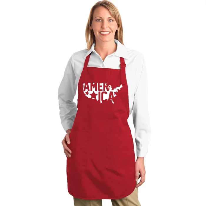 America State Map Full-Length Apron With Pocket