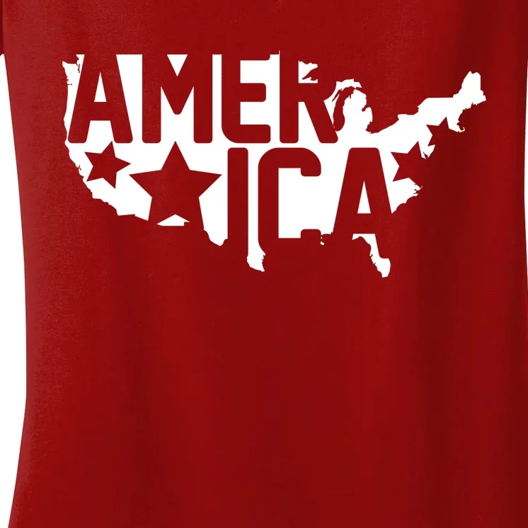 America State Map Women's V-Neck T-Shirt