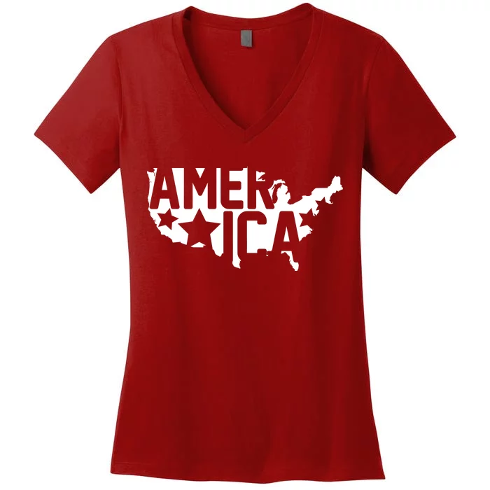 America State Map Women's V-Neck T-Shirt