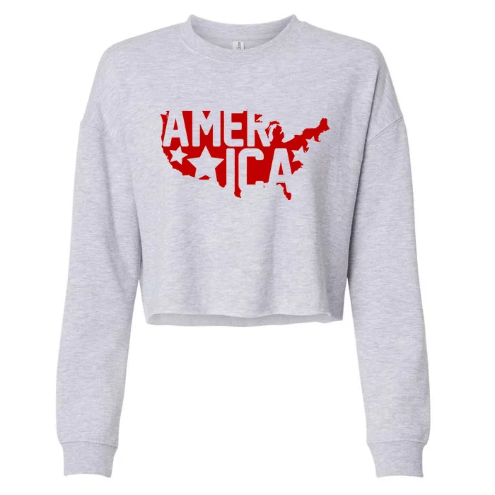 America State Map Cropped Pullover Crew