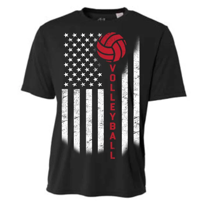 America Volleyball Flag Cooling Performance Crew T-Shirt