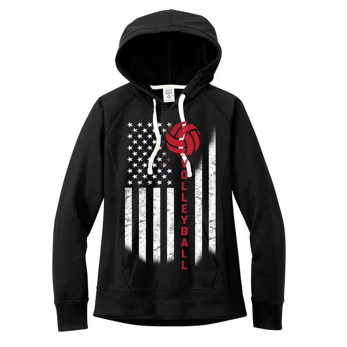 America Volleyball Flag Women's Fleece Hoodie