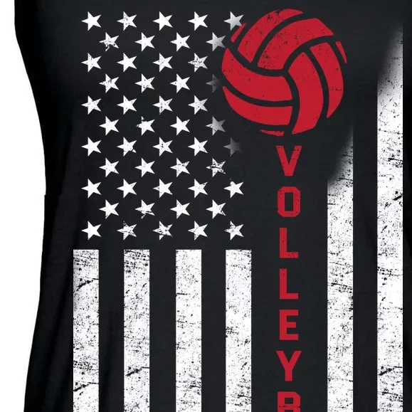 America Volleyball Flag Ladies Essential Flowy Tank