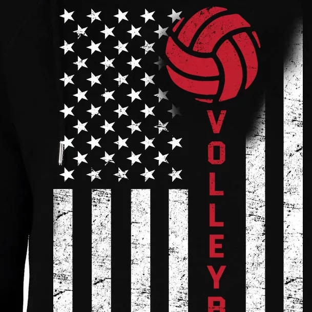 America Volleyball Flag Womens Funnel Neck Pullover Hood