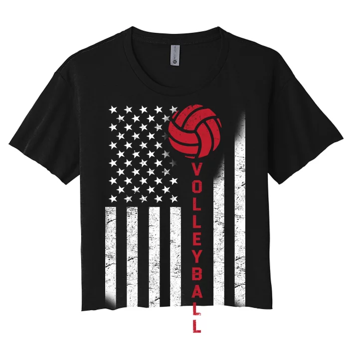 America Volleyball Flag Women's Crop Top Tee