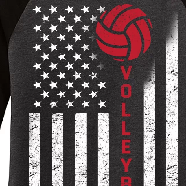 America Volleyball Flag Women's Tri-Blend 3/4-Sleeve Raglan Shirt