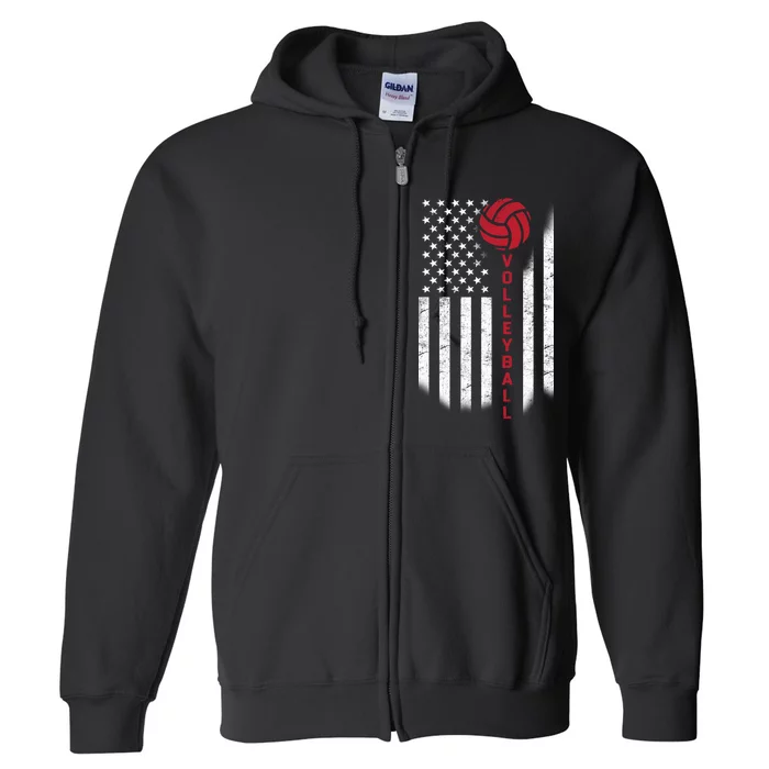 America Volleyball Flag Full Zip Hoodie