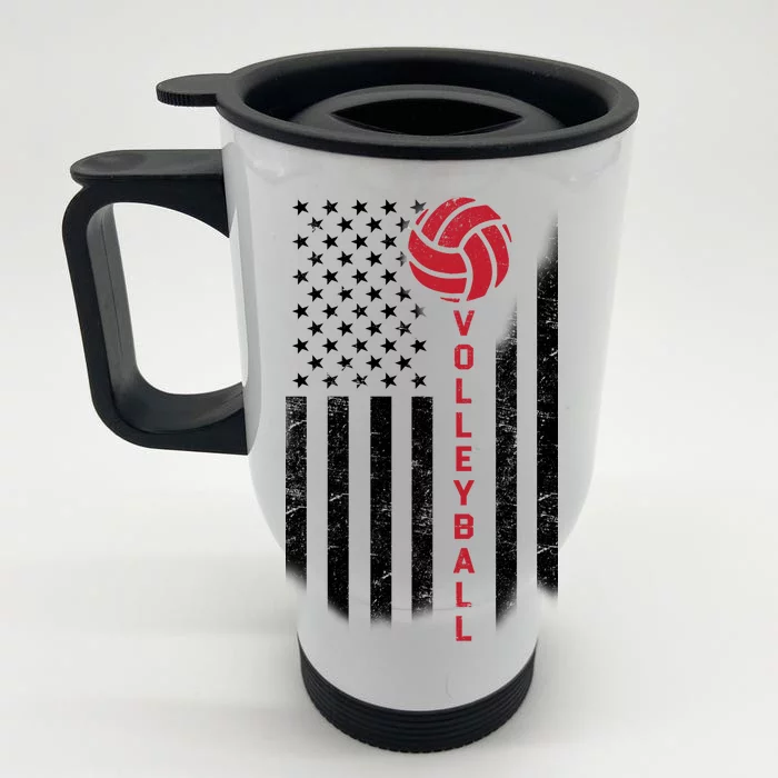 America Volleyball Flag Front & Back Stainless Steel Travel Mug