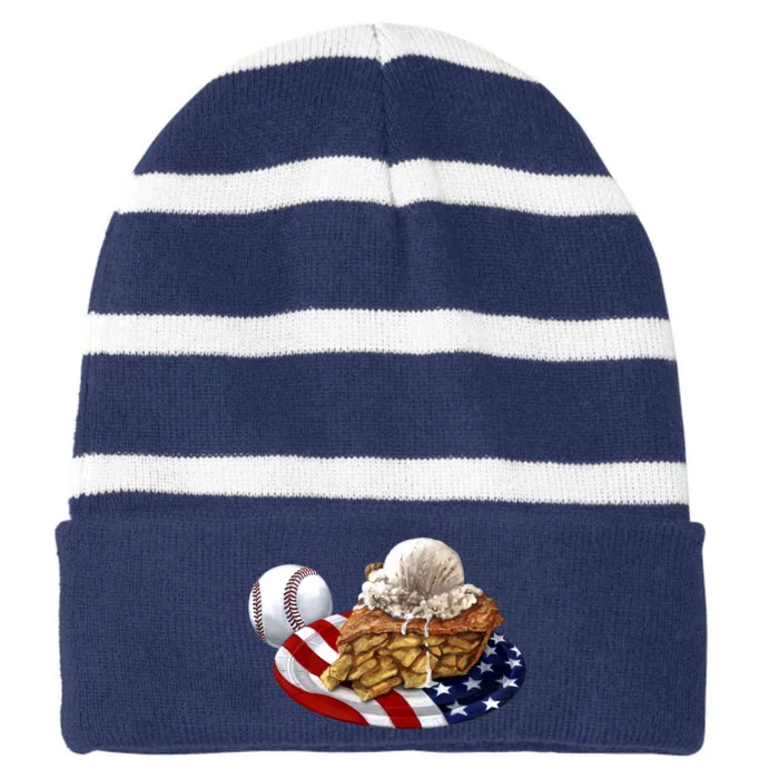 American Baseball And USA Pie Striped Beanie with Solid Band