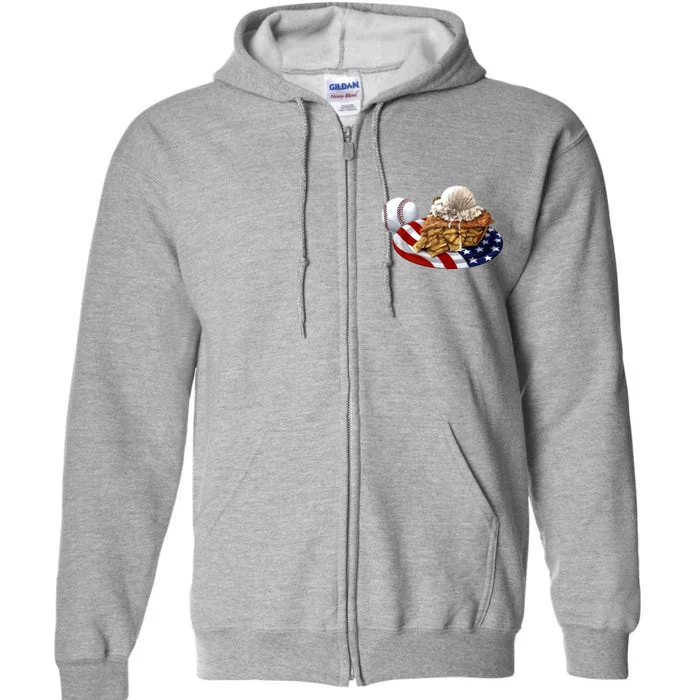 American Baseball And USA Pie Full Zip Hoodie