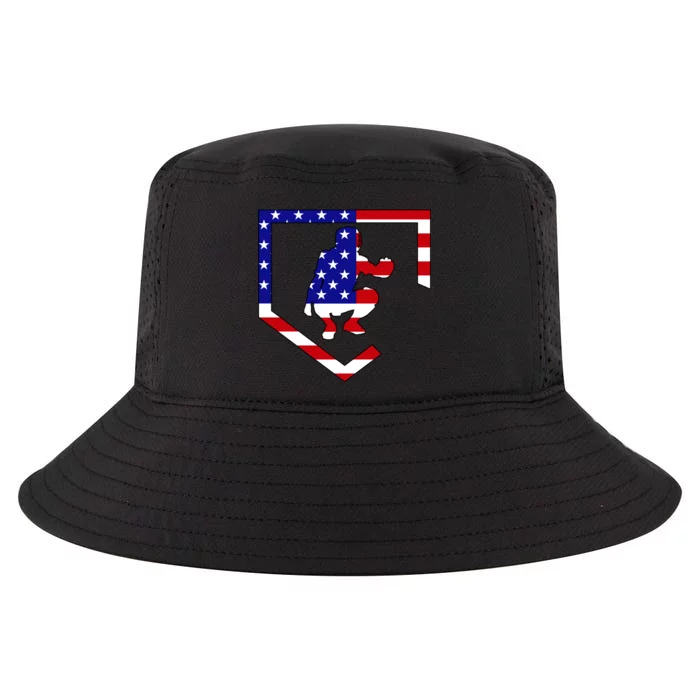 American Baseball Catcher Flag Cool Comfort Performance Bucket Hat