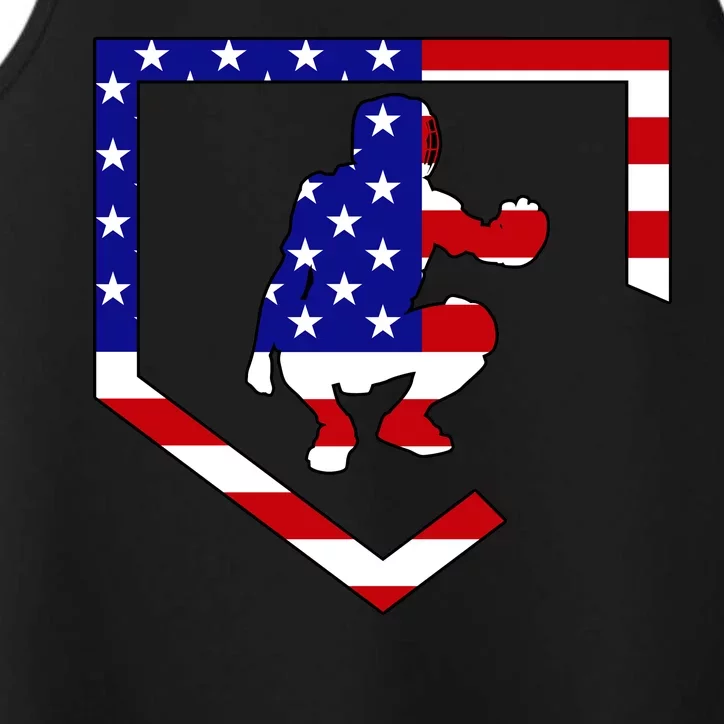 American Baseball Catcher Flag Performance Tank