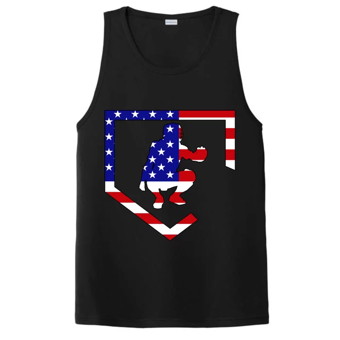 American Baseball Catcher Flag Performance Tank