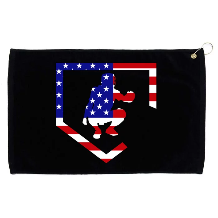 American Baseball Catcher Flag Grommeted Golf Towel