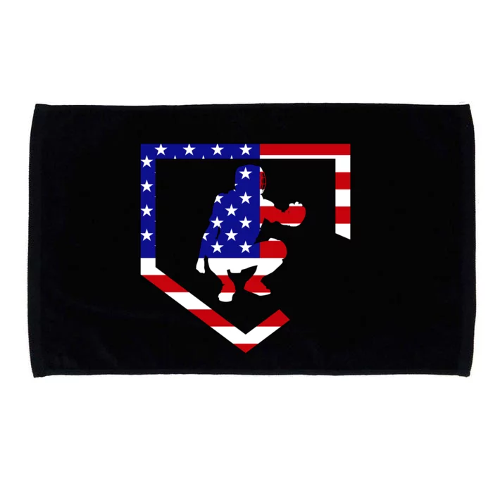 American Baseball Catcher Flag Microfiber Hand Towel