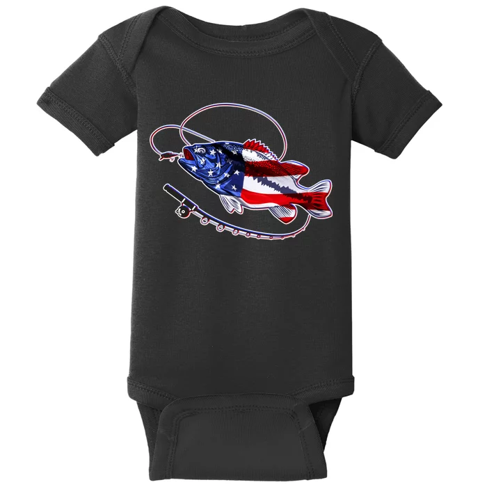 American Bass Fishing Baby Bodysuit