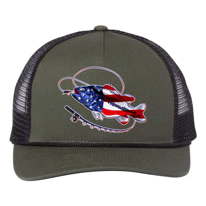 American Bass Fishing Retro Rope Trucker Hat Cap